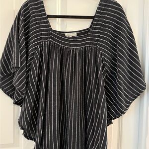Cost Plus World Market Black and White Striped Blouse Boho Style